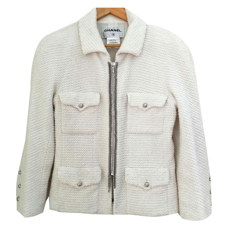 Chanel jacket White Cotton Polyester ref.48251 Joli Closet