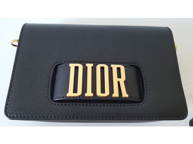 Sac Dior, DIO(R)EVOLUTION, deux bandoulières Cuir Noir ref.57055 - Joli ...