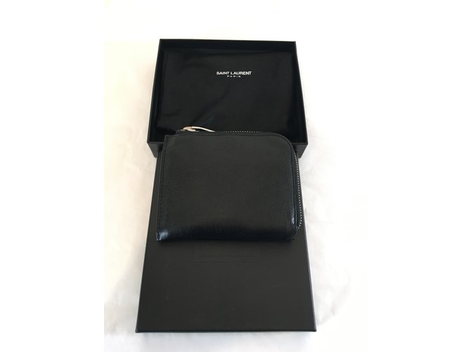 Petite maroquinerie homme Yves Saint Laurent Portefeuille Cuir Noir ref.57748 Joli Closet