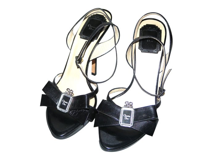 Christian Dior Sandals Black Leather ref.62187 Joli Closet