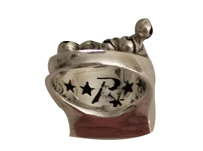 Bague Vintage Signée Réminiscence - Sculpture En Alliage Doré Et Cristal - Taille Unique