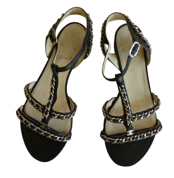 Chanel Sandals Black Leather ref.66874 - Joli Closet
