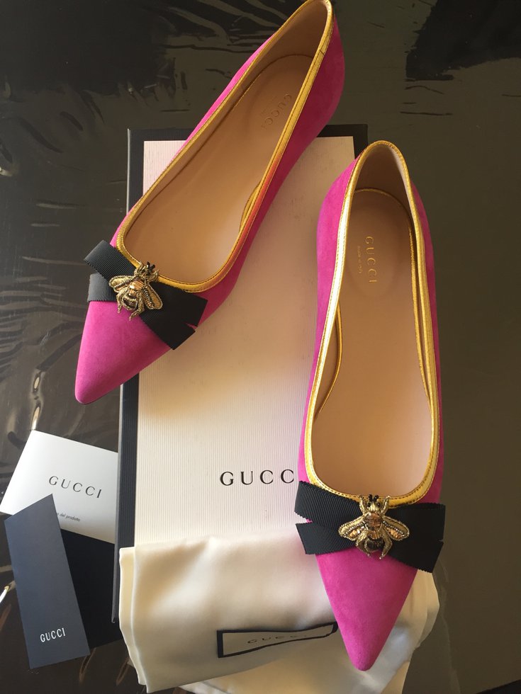 Gucci Ballerinas Pink Velvet ref.71966 - Joli Closet