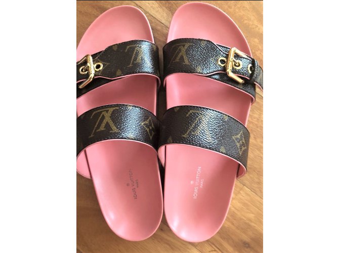 Louis Vuitton Monogram Sandals slippers EU 36 Brown Leather ref.74135