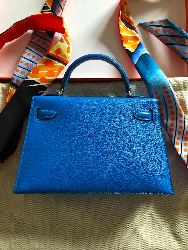 Hermès Mini Kelly Blue Leather ref.82541 - Joli Closet