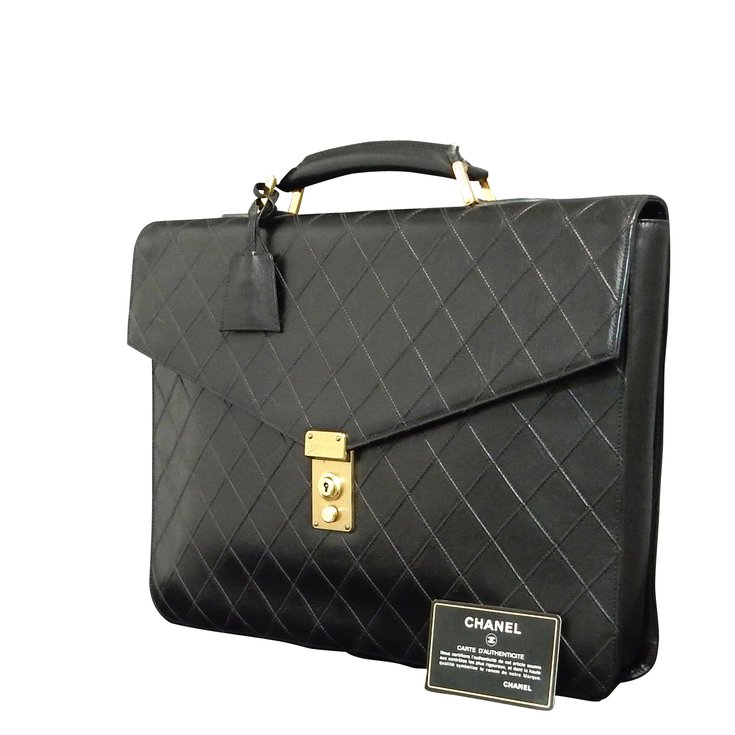 Chanel Quilted Briefcase Black ref.86897 - Joli Closet