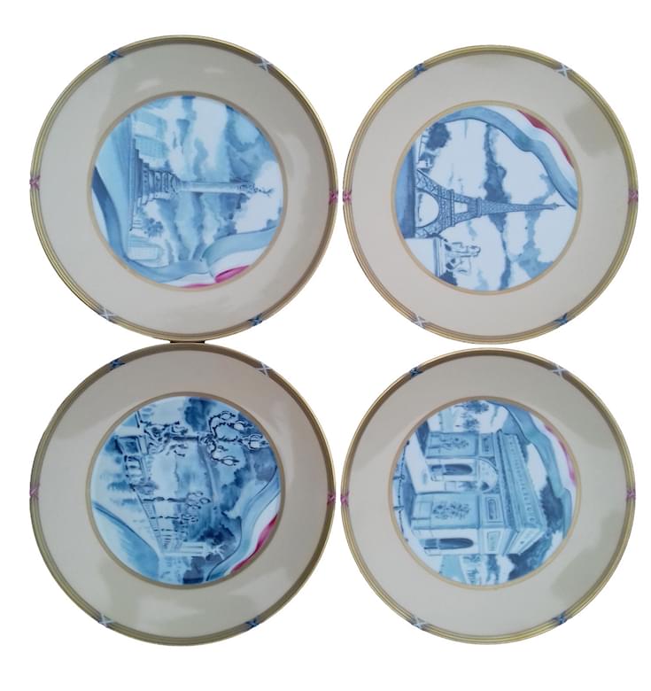 Hermès Set of 4 plates, Memory of Paris 1989 Multiple colors ref.88061 ...