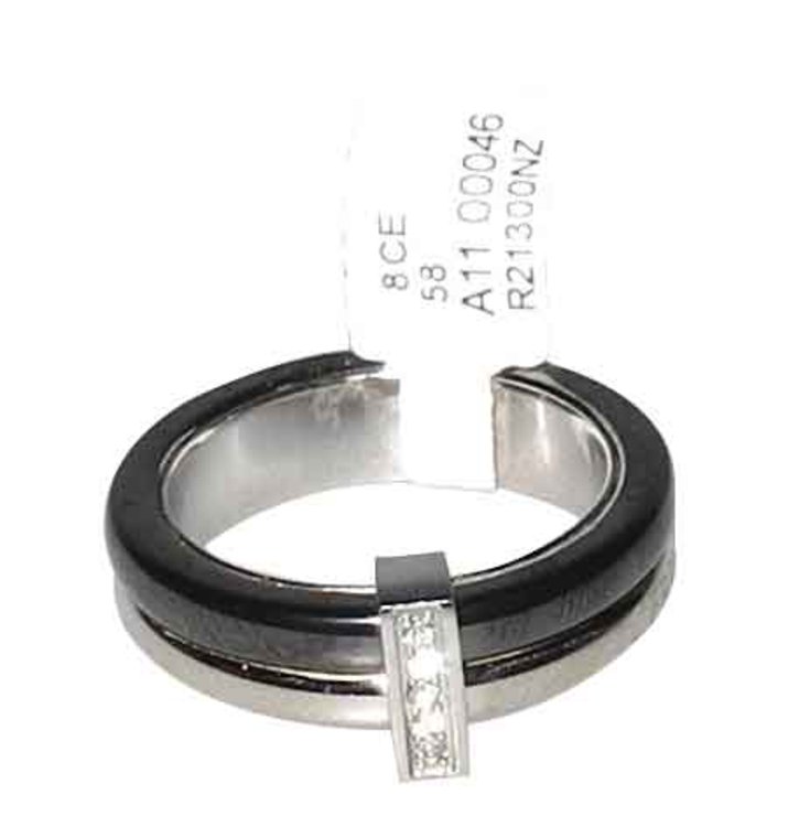 Cerruti 1881 rings Black Silvery Steel ref.93202 - Joli Closet