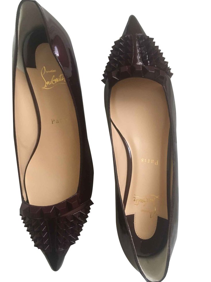 Christian Louboutin Ballet Flats Dark Red Patent Leather Ref.100391 ...