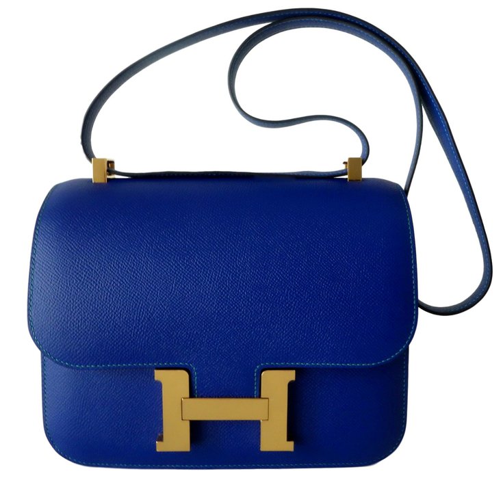 Hermès HERMES CONSTANCE BAG 24 bicolour Blue Light blue Leather ref ...