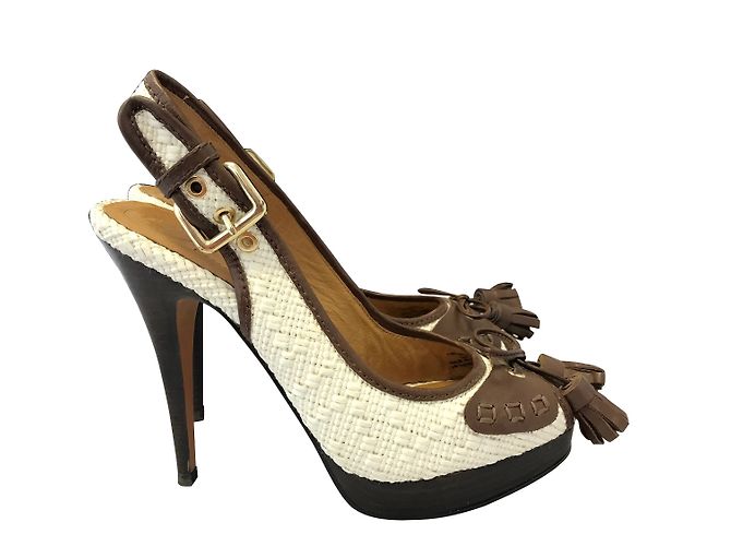 Escarpins Compensés ZARA - Pointure 40, Cuir Motifs Serpent/marron/bleu, Très Bon état