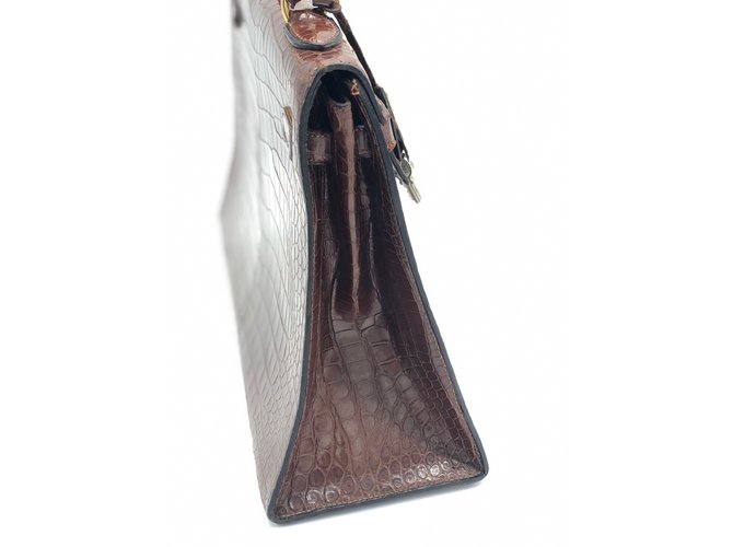 Herm?�s kelly crocodile marron Cuirs exotiques Marron clair ref.108307 - Joli Closet