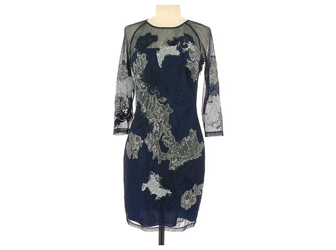 Robe Cintrée Karen Millen Bleu Marine à Rayures - Taille 38 - Occasion Très Bon état