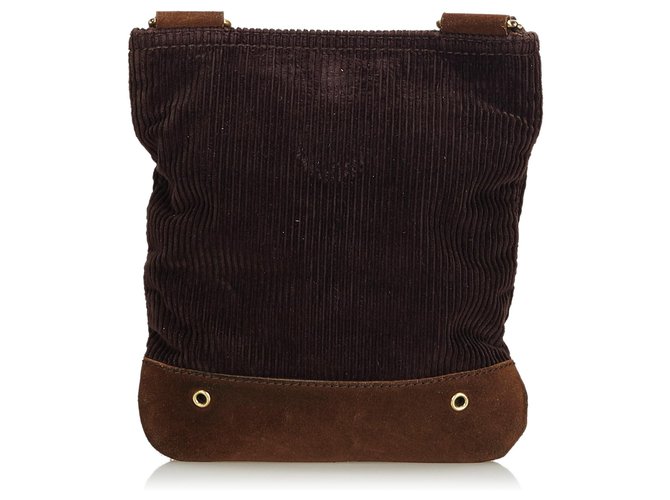 Sacs à main Yves Saint Laurent Sac bandoulière en velours côtelé brun YSL Suede,Cuir,Autre,Tissu Sacs à main Yves Saint Laurent Sac bandoulière en velours côtelé brun YSL Suede,Cuir,Autre,Tissu