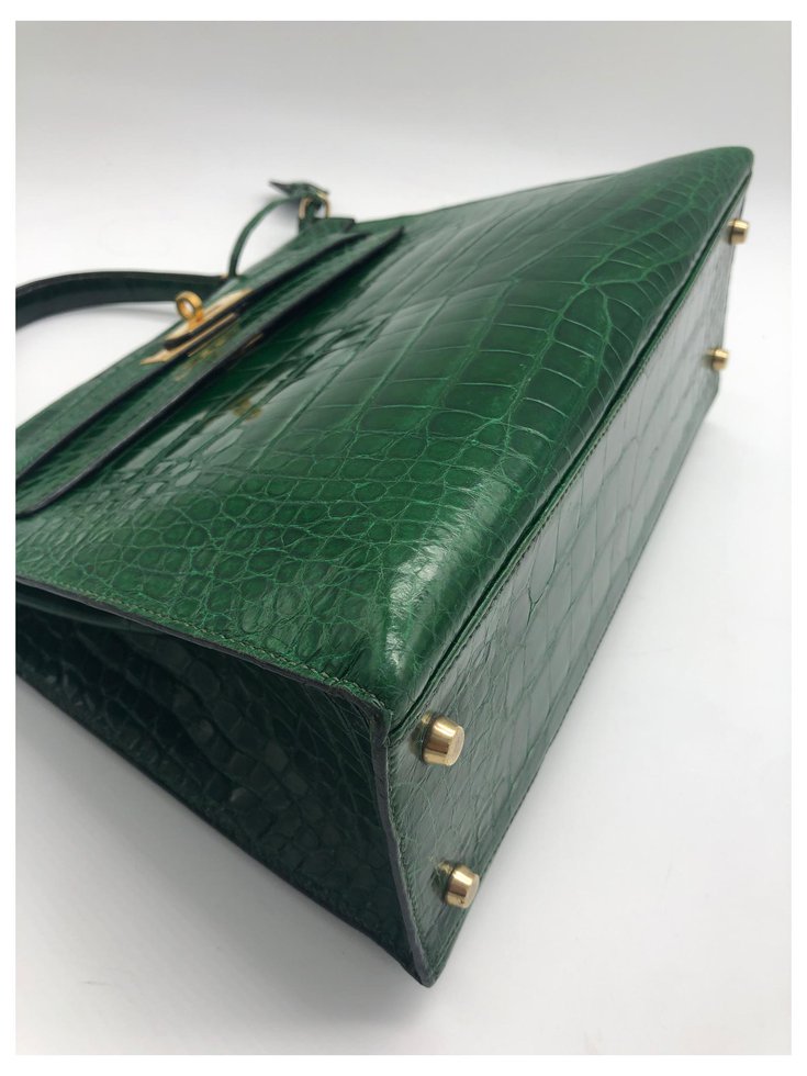 Hermès Beautiful Hermes Kelly bag 32 leather Emerald Green alligator ...