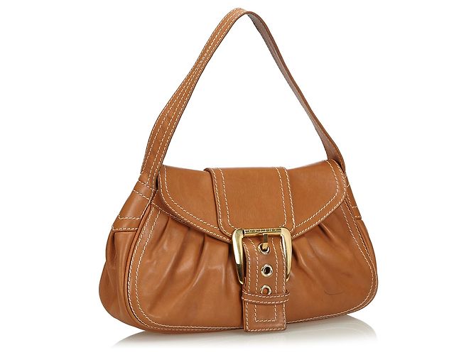 Sac Céline Vintage En Cuir Beige – Intérieur Agneau Rouge – Bandoulière – Années 80 – Très Bon État
