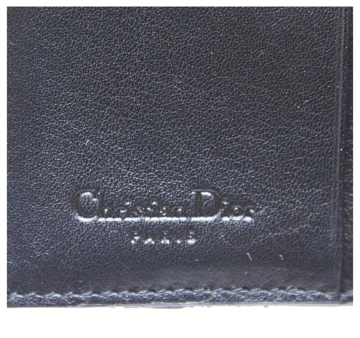 Dior Black Oblique Small Wallet Leather Cloth ref.145006 - Joli Closet