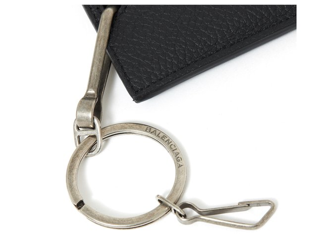 Balenciaga LUGGAGE TAG KEY / CARD HOLDER NEW Black Leather ref.145379