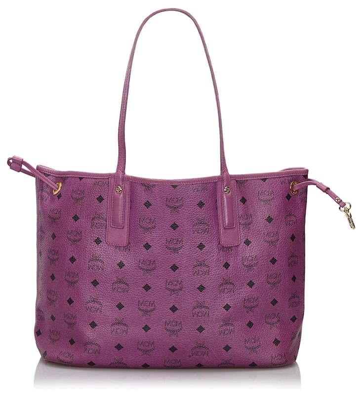 MCM Purple Visetos Reversible Leather Tote Bag Multiple colors Cloth ...