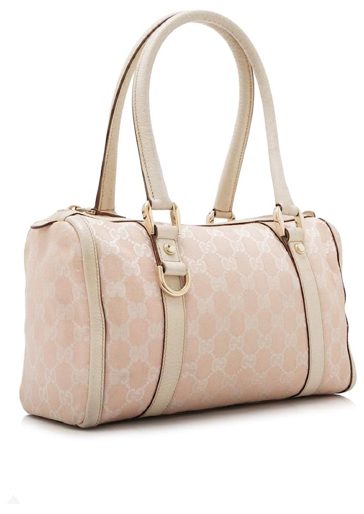 Gucci Pink GG Canvas Abbey Boston Bag White Leather Cloth Cloth ref ...