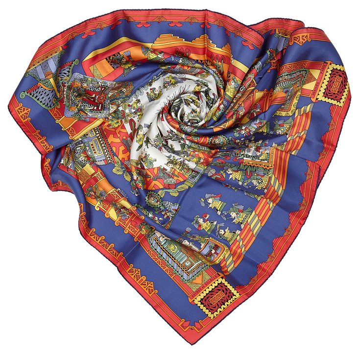 Hermès Hermes Blue Astres et Soleils Silk Scarf Multiple colors Navy ...