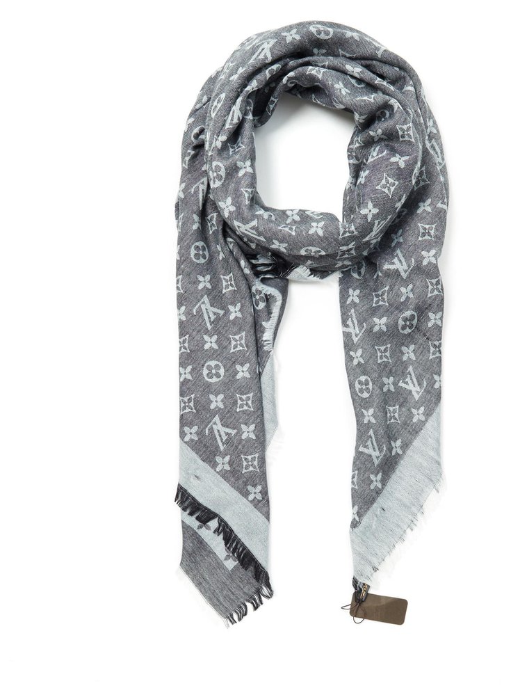 Louis Vuitton CHALE MONOGRAM DENIM BLACK NEW Silk Wool ref.160693 ...
