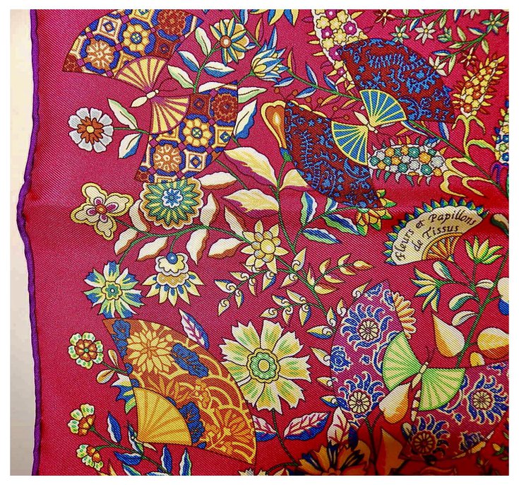 Hermès FABRIC FLOWERS and BUTTERFLIES Multiple colors Silk ref.164883 ...