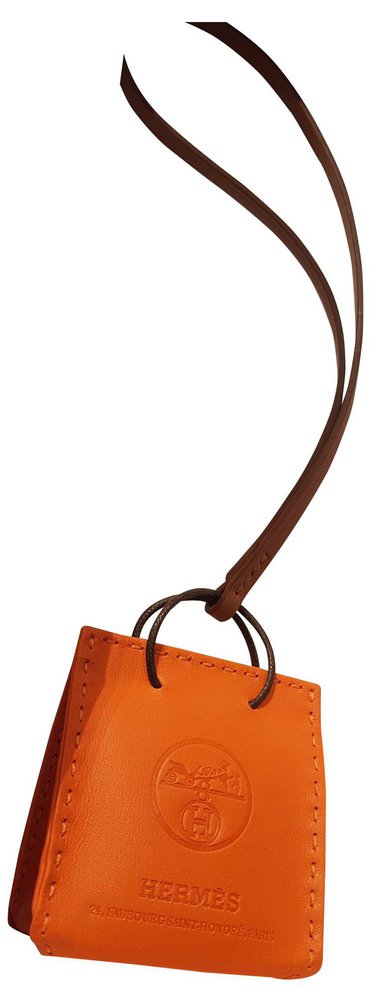 Hermès Hermes charm shopping bag Orange Light brown Lambskin ref.165568