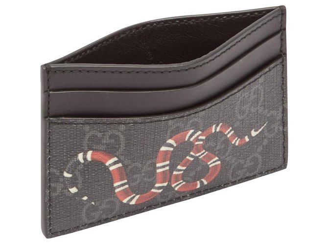 Gucci card wallet new Grey Leather ref.169618 Joli Closet