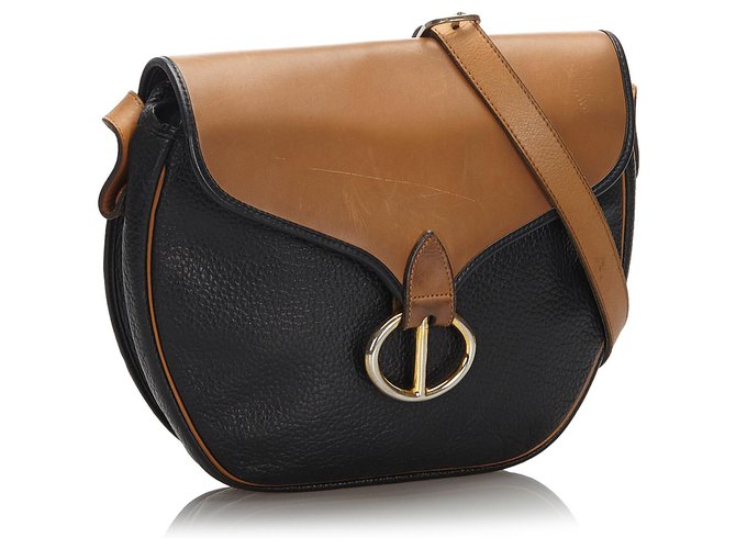 Dior Black Leather Crossbody Bag Brown ref.173880 Joli Closet
