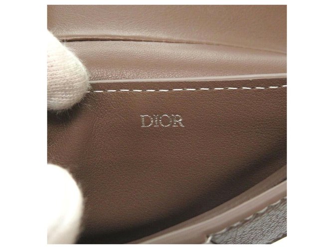 Dior Suddle Key Holder Pouch Brown Leather ref.174703 Joli Closet