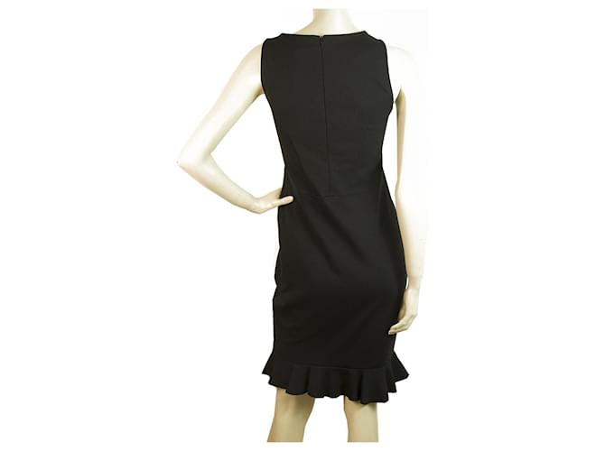 Missoni Black Frill Hemline Slit Cotton Knee Length Sleeveless Dress