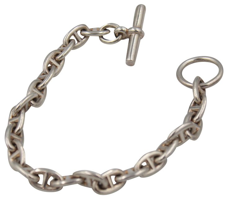Hermès silver bracelet Anchor chain PM Silvery ref.184429 - Joli Closet