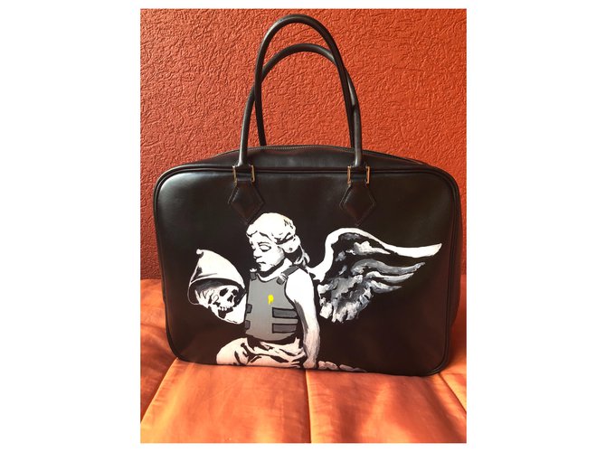 Herm?�s plume Cuir Noir ref.185176 - Joli Closet