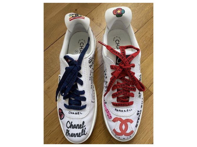 Cambon Basket Chanel Pharell Williams Toile Blanc ref.188110 Joli Closet