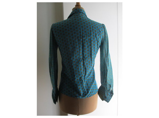 Yves Saint Laurent Chemise, 40. Coton Turquoise ref.192693 - Joli Closet