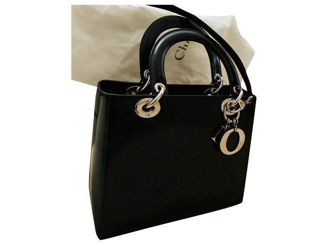 lady dior black patent leather