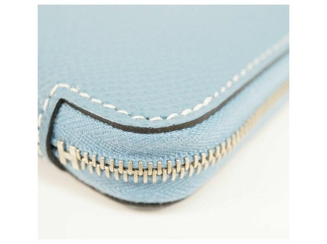 Hermès HERMES round zipper Azap long classic unisex long wallet blue