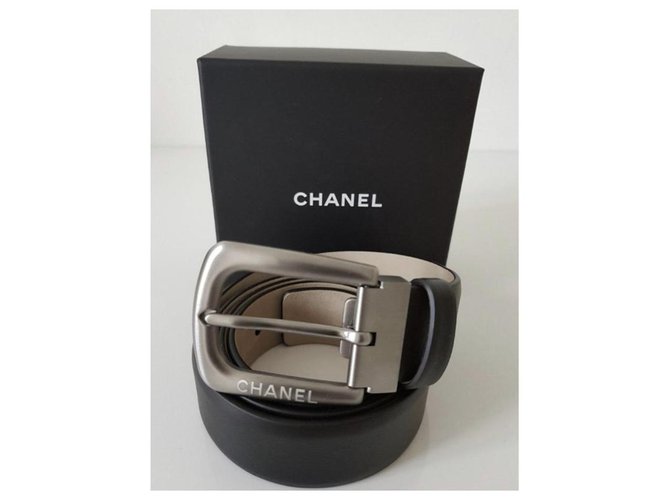 Chanel Men's Belt In Black calf leather / Size 95 / New Never worn ref