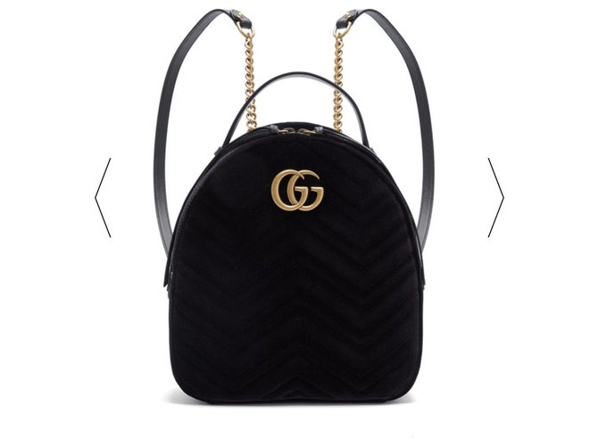 Gucci Marmont backpack Black Velvet Lambskin ref.217945 Joli Closet
