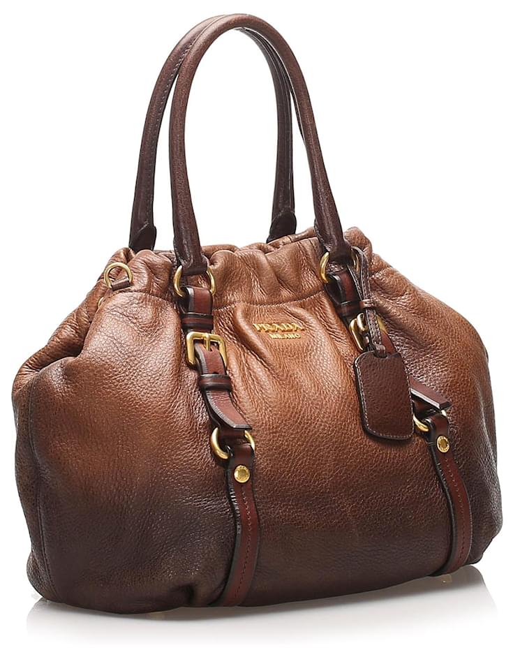 Prada Brown Ombre Leather Handbag Pony-style calfskin ref.232093 - Joli ...