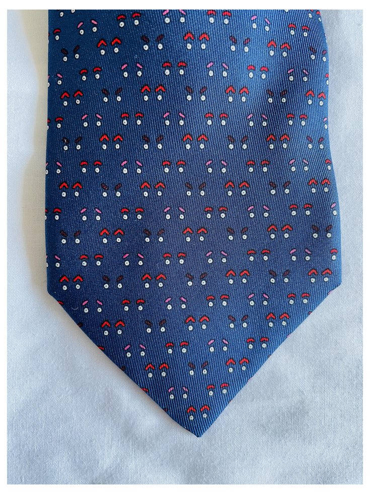 Hermès Cravate Mood Tie twill soie Red Blue Silk ref.243539 - Joli Closet