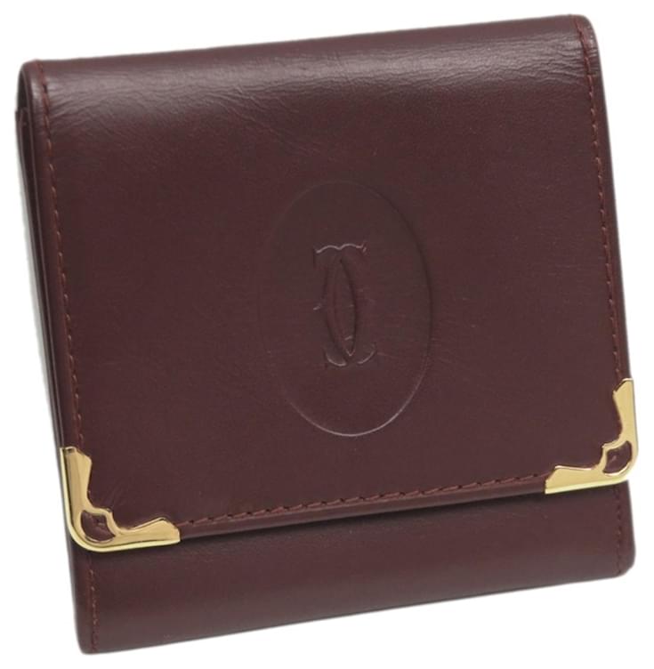 Cartier Red Must de Cartier Leather Small Wallet Dark red Pony-style