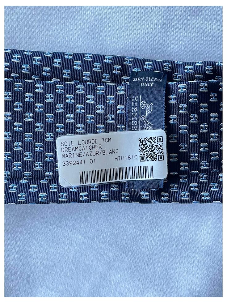 Hermès Ties Navy blue Light blue Silk ref.246656 - Joli Closet
