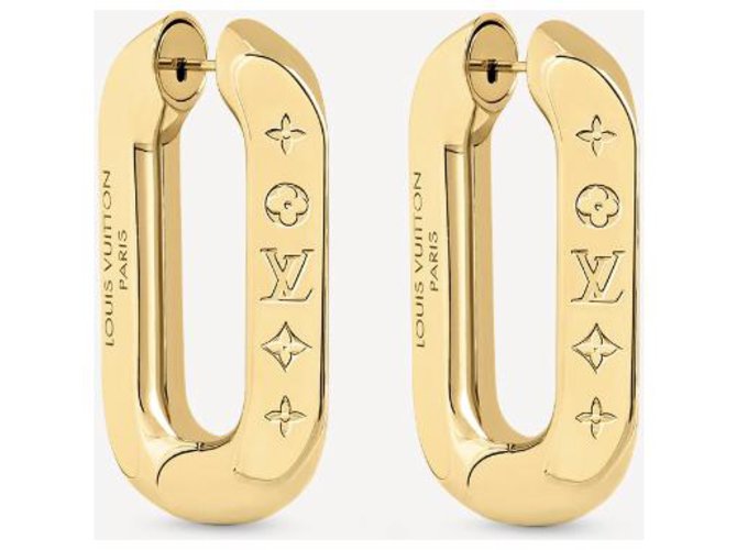 Louis Vuitton Boucles d'oreilles LV Edge Métal Bijouterie dorée ref