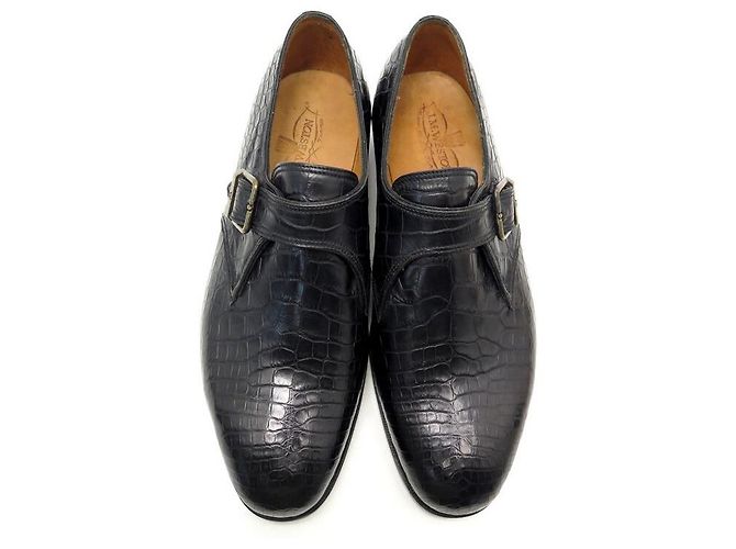 Chaussures JM Weston Vintage Derby 531 En Cuir Alligator Noir - Taille 40, Occasion