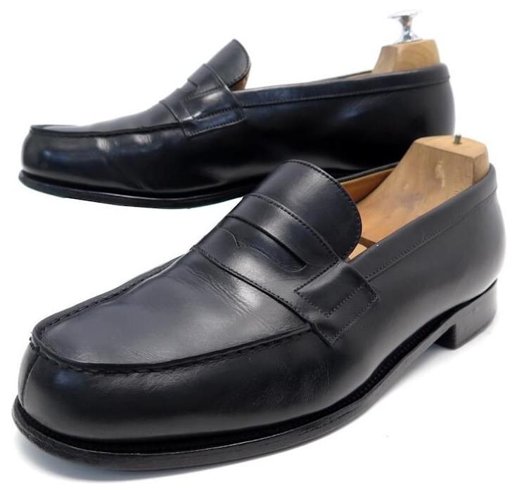JM WESTON LOAFERS 180 8F 42 LARGE BLACK LEATHER LOAFFERS SHOES ref ...