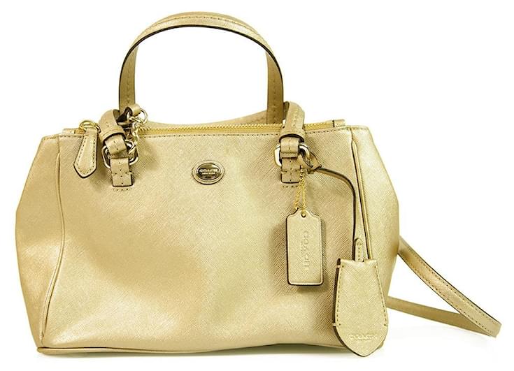 Coach Gold Leather 3 Compartments Speedy Satchel Shoulder Bag Handbag ...