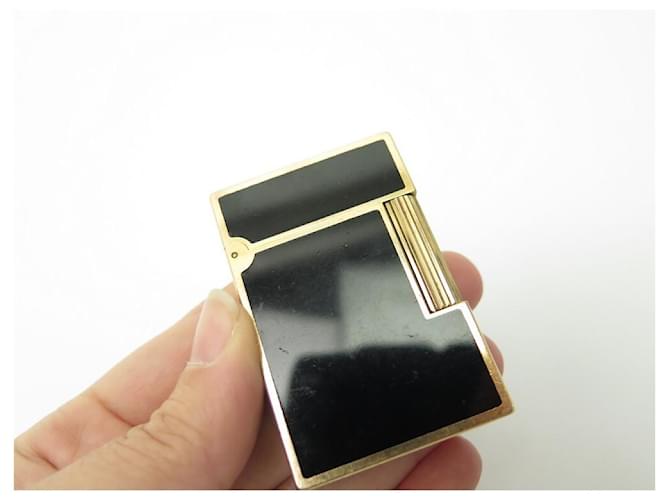 BRIQUET ST DUPONT LIGNE 2 LAQUE DE CHINE NOIRE & PLAQUE OR DORE LIGHTER