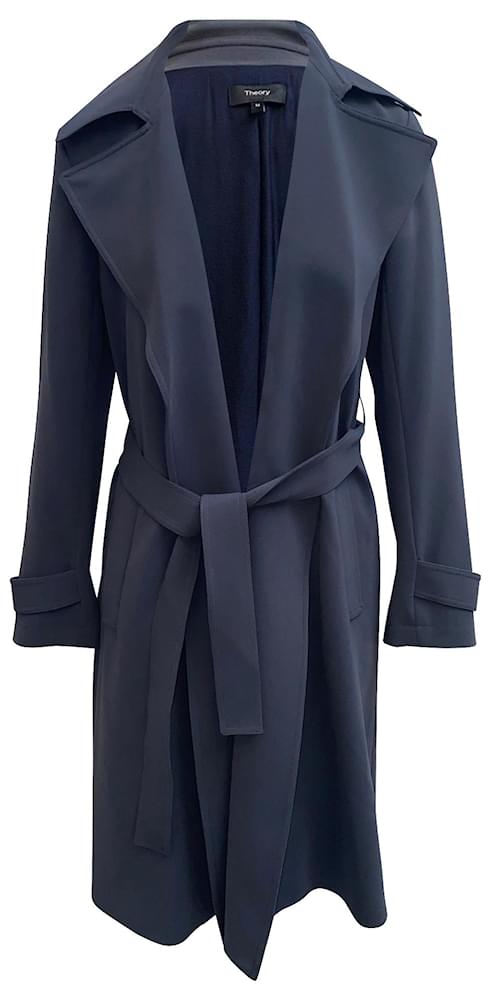 Theory Navy Blue Long Oaklane Trench Coat Polyester Ref.366718 - Joli ...